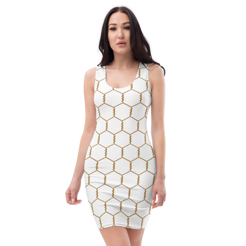 Golden Chicken Wire Pattern Sublimation Cut & Sew Dress