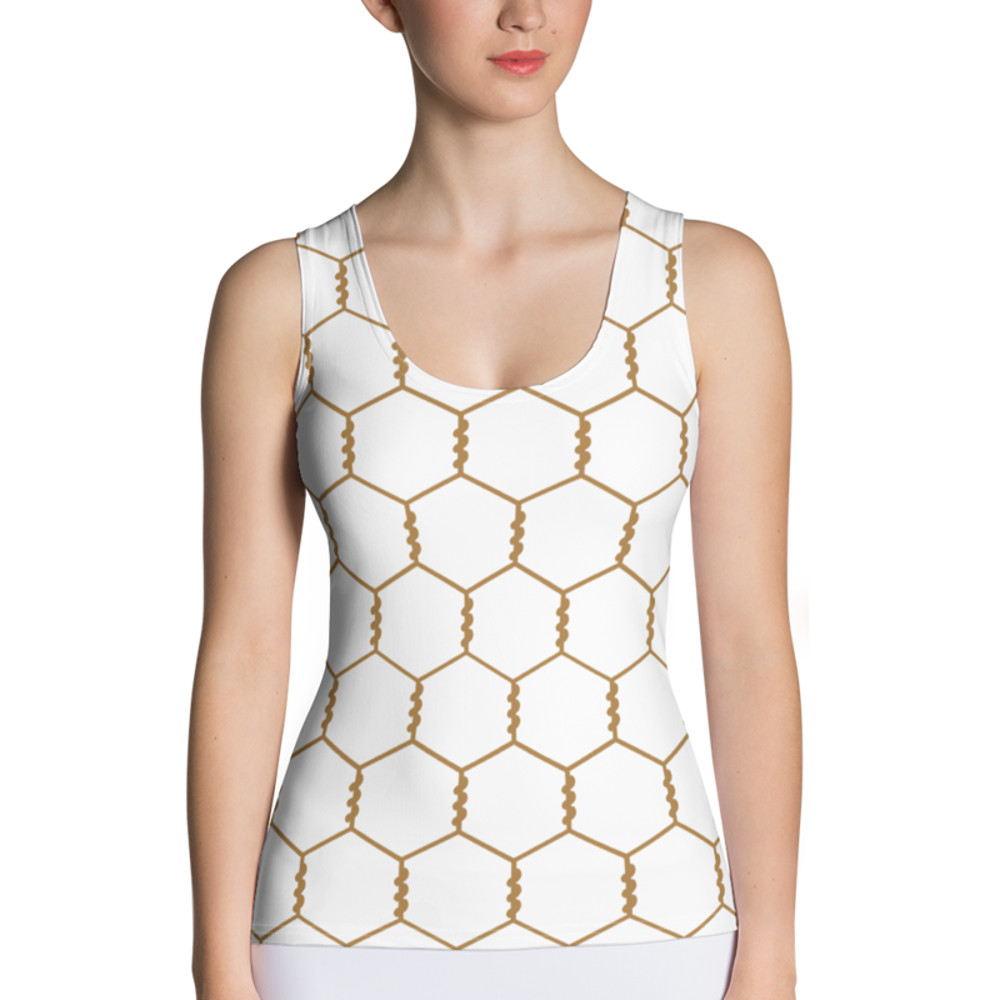 Golden Chicken Wire Pattern Sublimation Cut & Sew Tank Top