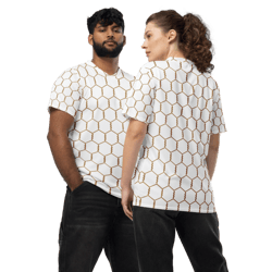golden chicken wire pattern recycled unisex sports jersey