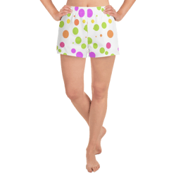 cute colorful polka dots pattern women’s recycled athletic shorts