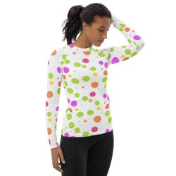 cute colorful polka dots pattern women's rash guard