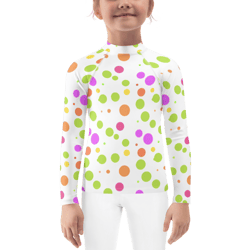 Cute Colorful Polka Dots Pattern Kids Rash Guard