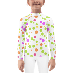 cute colorful polka dots pattern kids rash guard