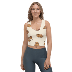 cute cartoon cats pattern crop top