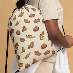 cute cartoon cats pattern drawstring bag