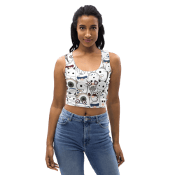 cute cartoon monsters seamless pattern crop top
