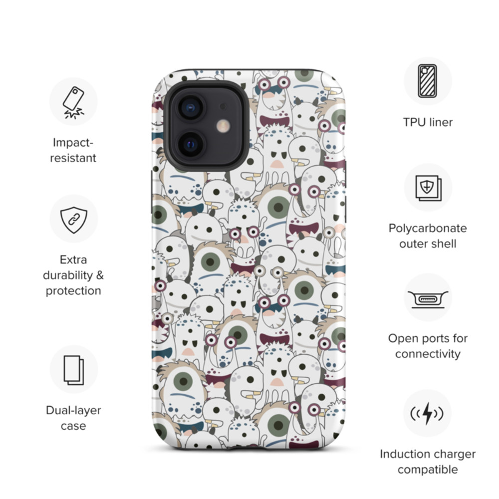 Cute Cartoon Monsters Seamless Pattern Tough Case for iPhone®