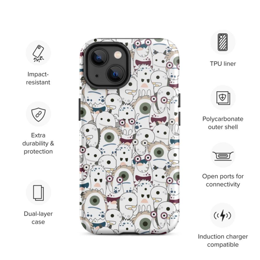Cute Cartoon Monsters Seamless Pattern Tough Case for iPhone®