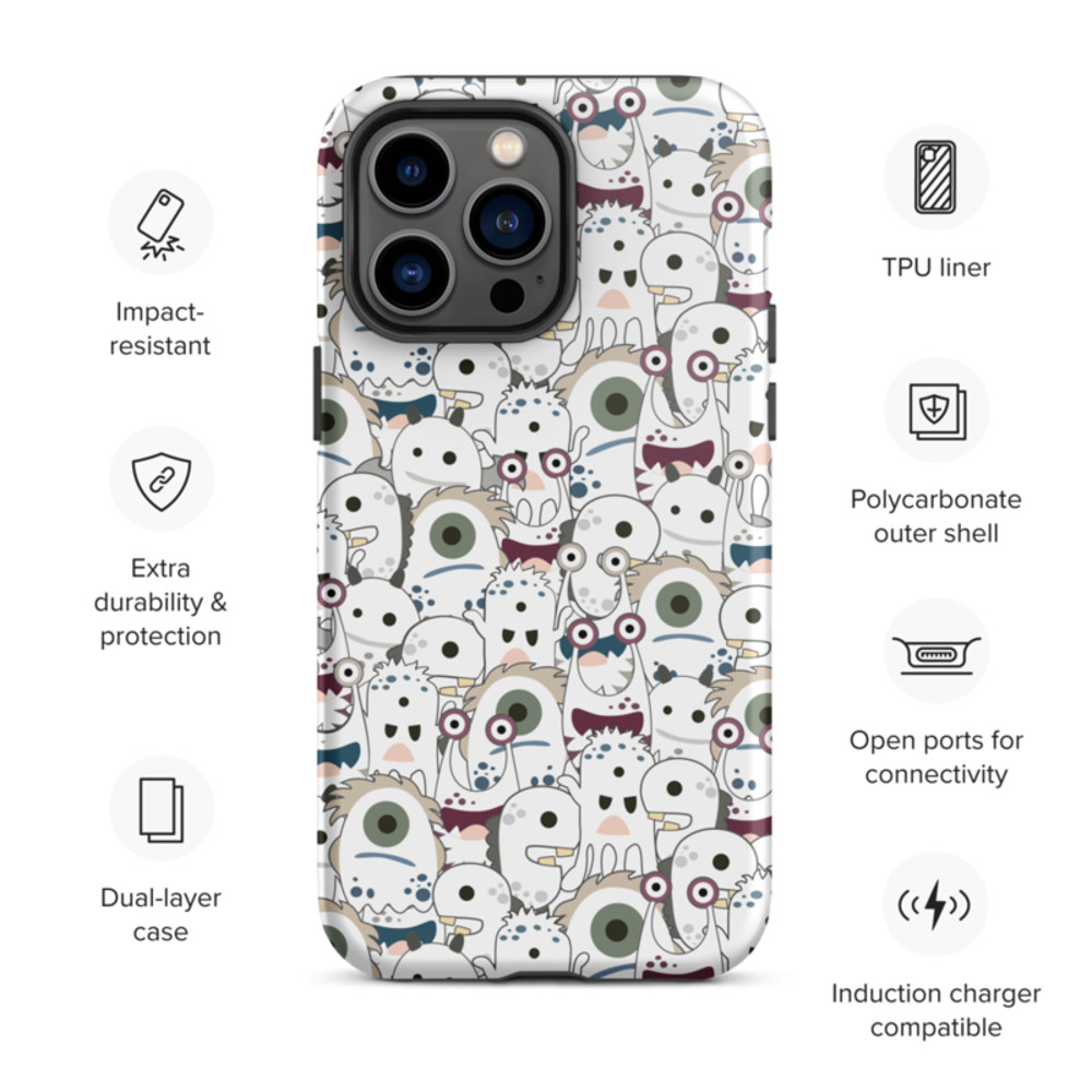 Cute Cartoon Monsters Seamless Pattern Tough Case for iPhone®