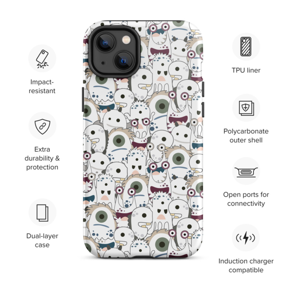 Cute Cartoon Monsters Seamless Pattern Tough Case for iPhone®