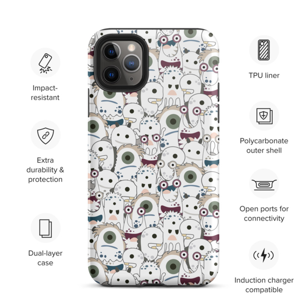 Cute Cartoon Monsters Seamless Pattern Tough Case for iPhone®