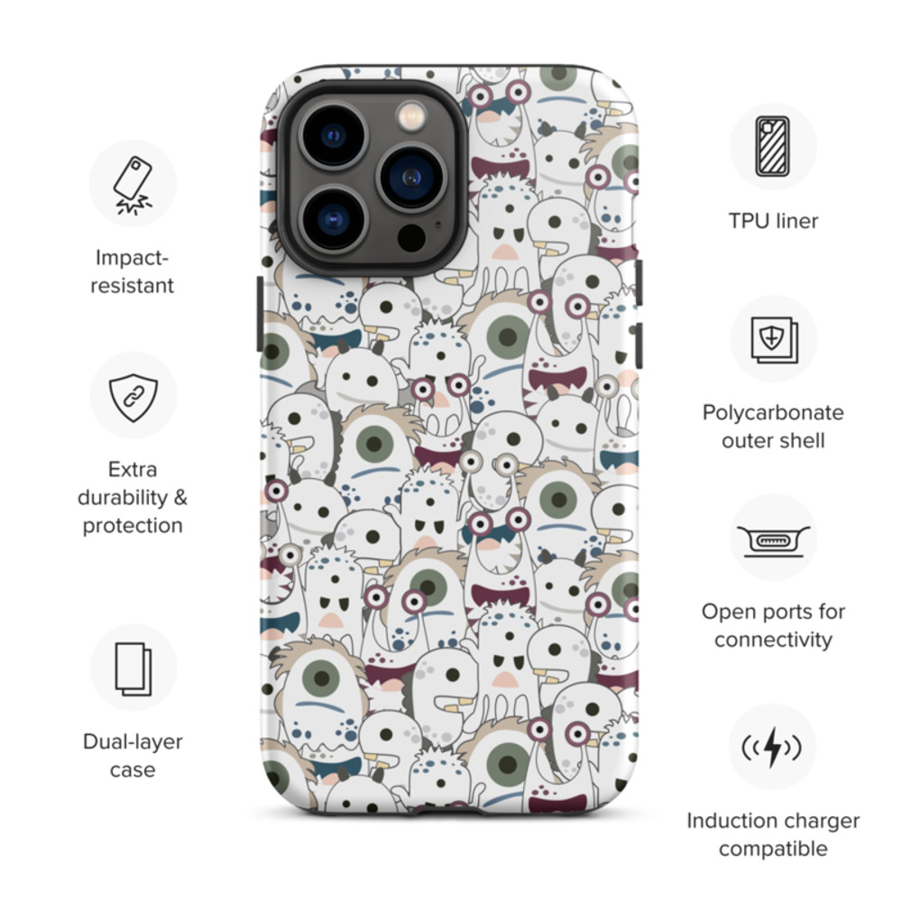 Cute Cartoon Monsters Seamless Pattern Tough Case for iPhone®