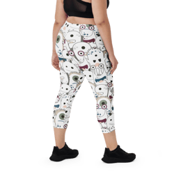cute cartoon monsters seamless pattern capri leggings