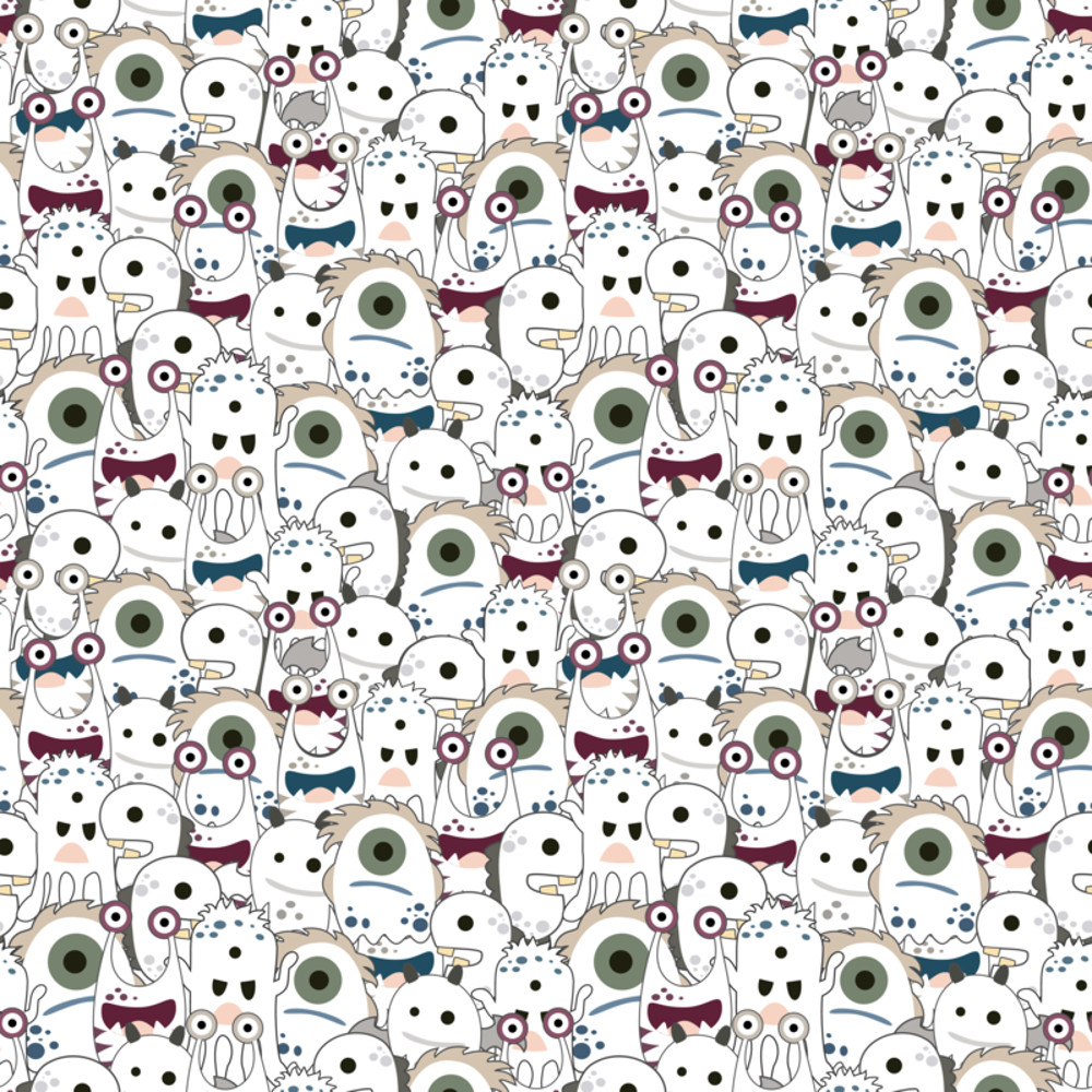 Cute Cartoon Monsters Seamless Pattern Skater Skirt
