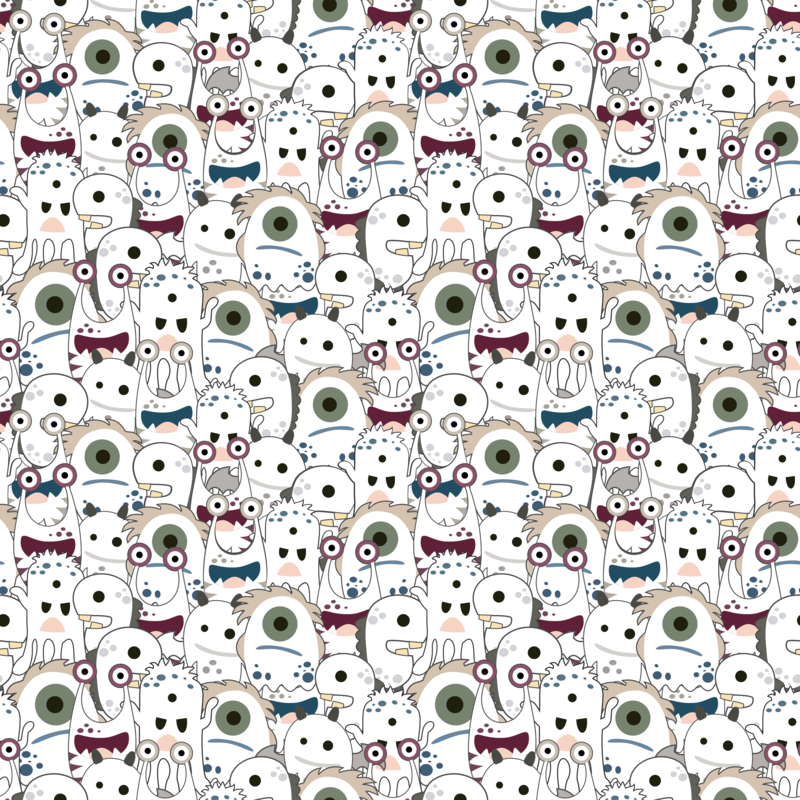 Cute Cartoon Monsters Seamless Pattern Skater Skirt