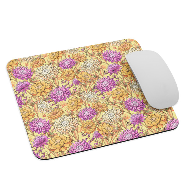 Chrysanthemum Flowers Seamless Pattern Mouse pad