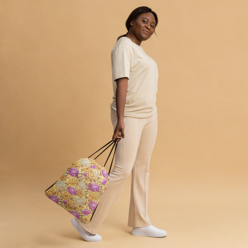 Chrysanthemum Flowers Seamless Pattern Drawstring bag