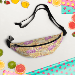 chrysanthemum flowers seamless pattern fanny pack