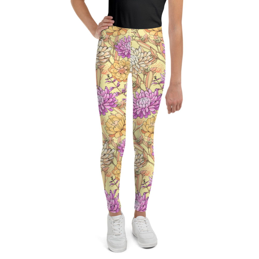 Chrysanthemum Flowers Seamless Pattern Youth Leggings