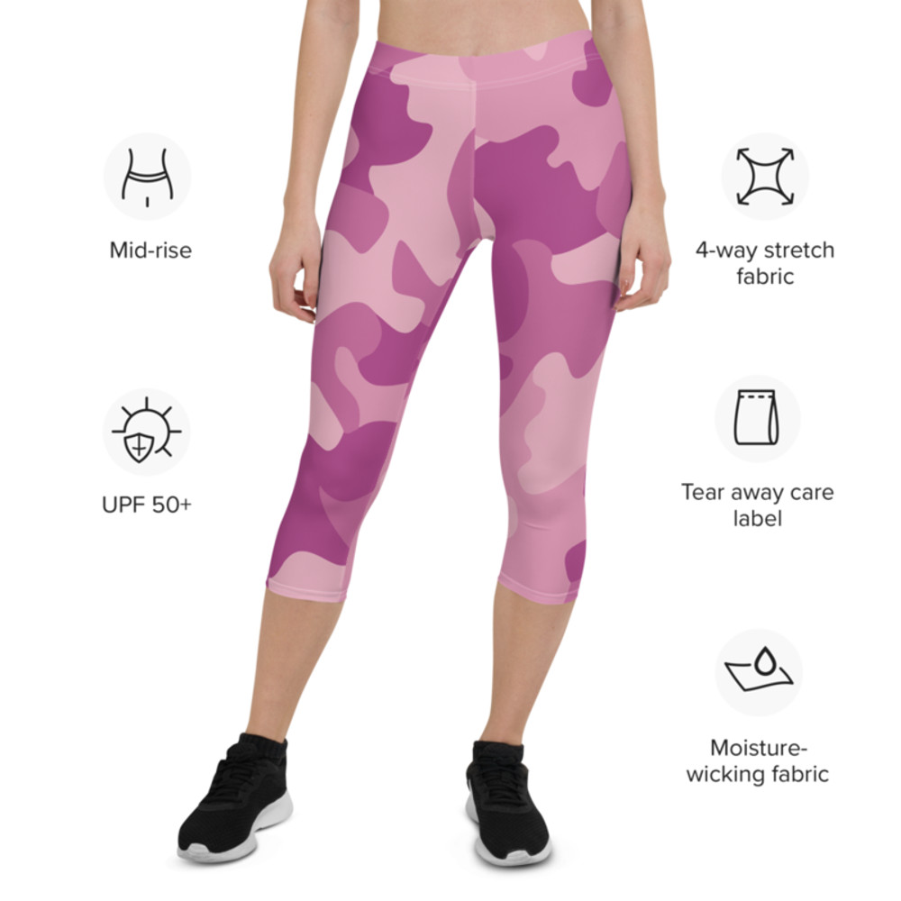 Modern Girly Purpl Pink Lilac Camo Pattern Capri Leggings