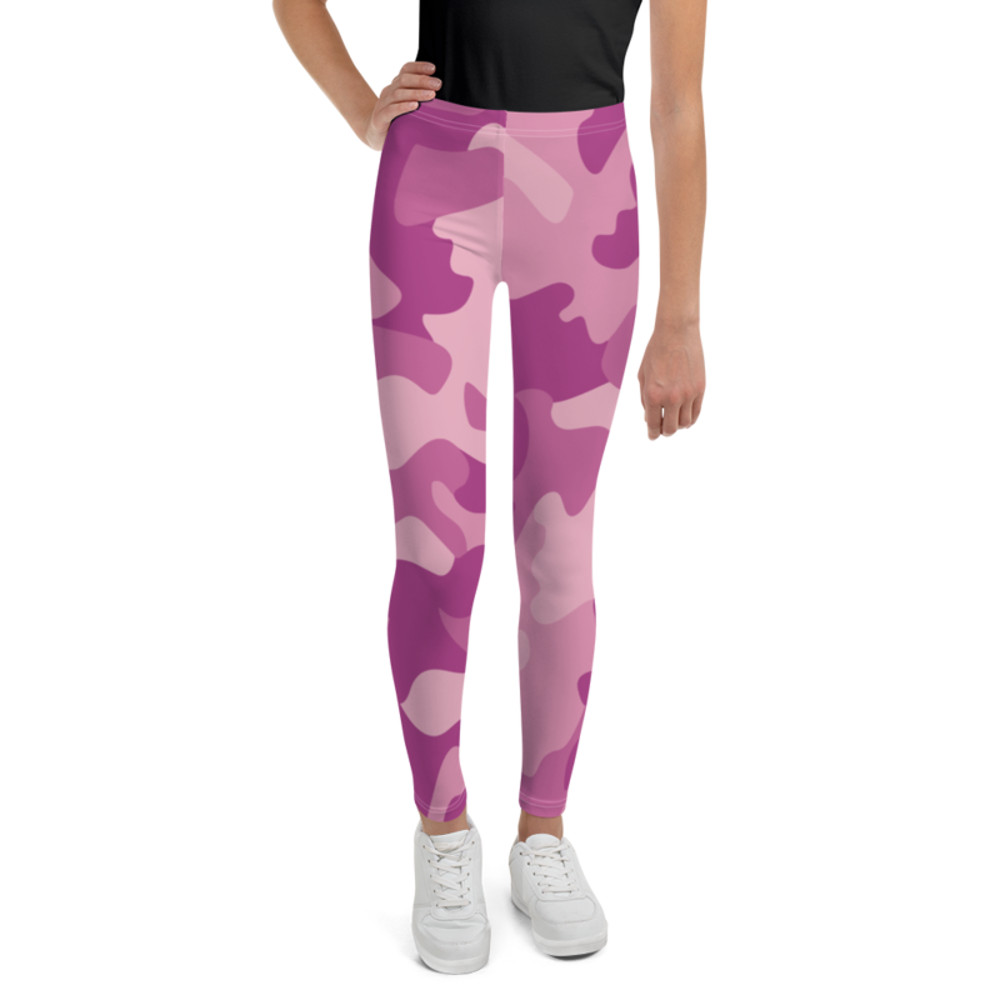 Modern Girly Purpl Pink Lilac Camo Pattern Youth Leggings