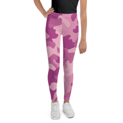 modern girly purpl pink lilac camo pattern youth leggings