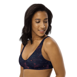 space galaxy stars pattern recycled padded bikini top