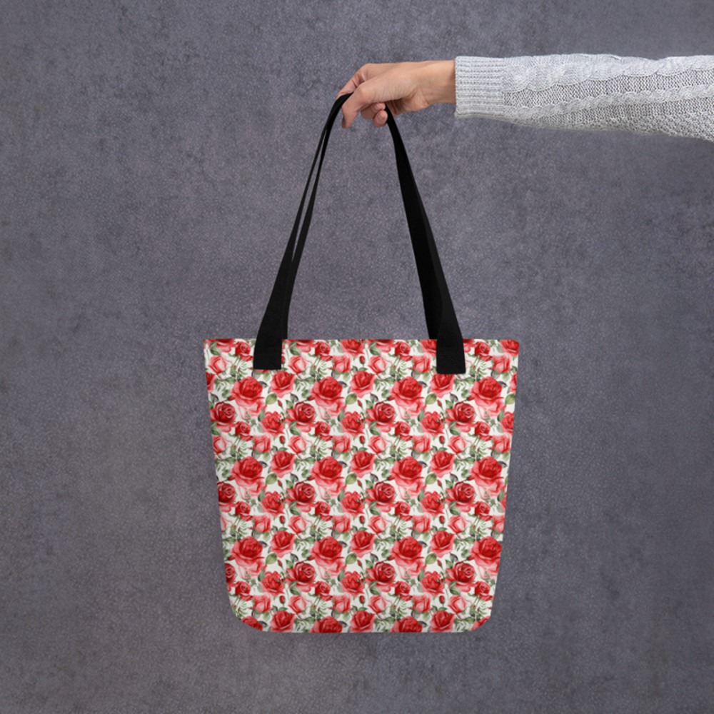 Red Rose Flowers Seamless Pattern Tote bag