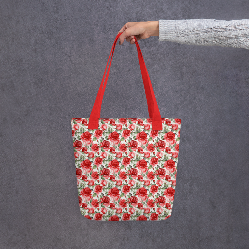 Red Rose Flowers Seamless Pattern Tote bag