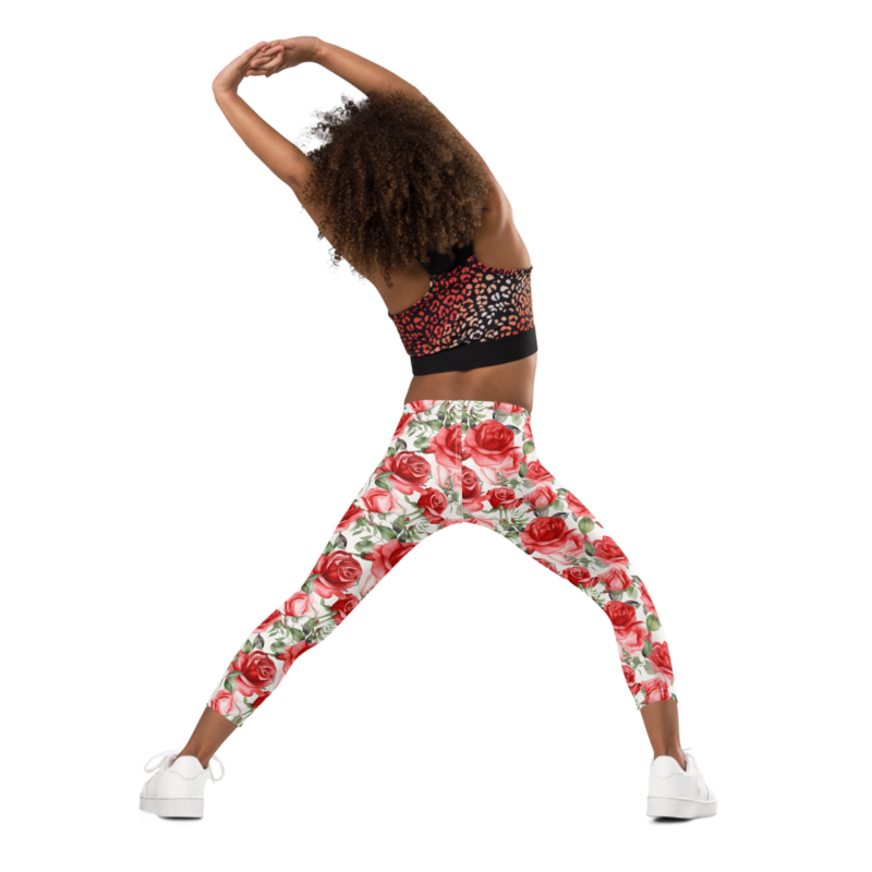 Red Rose Flowers Seamless Pattern Kid's Leggings