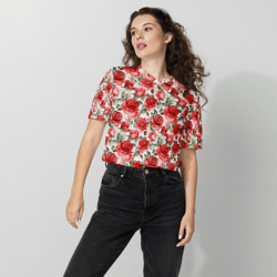 red rose flowers seamless pattern recycled unisex sports jersey