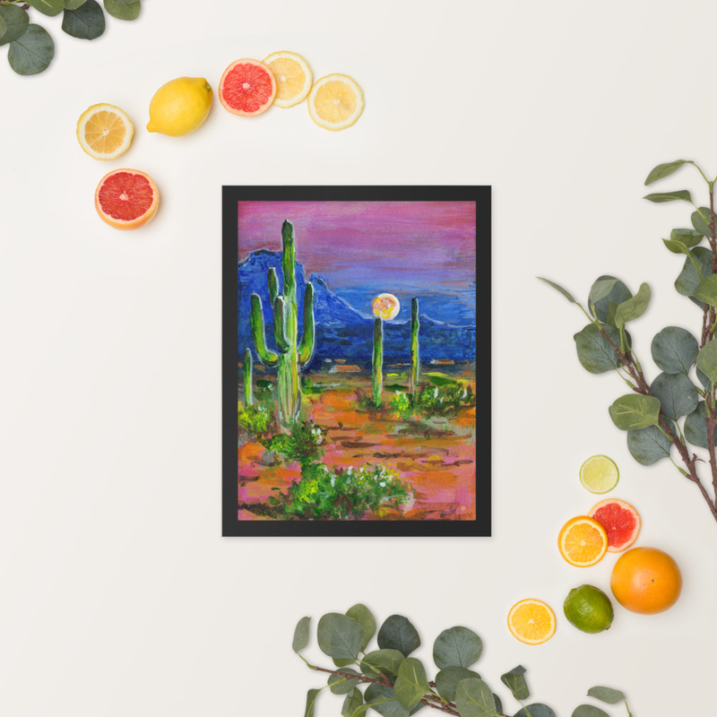 Colorful Cactus Landscape Wall Decor Print