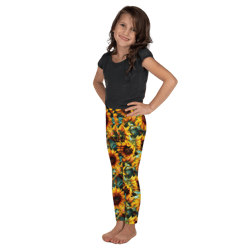 sunflowers watercolor floral painting kid's leggings