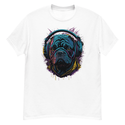 bulldog in headphones men's classic tee