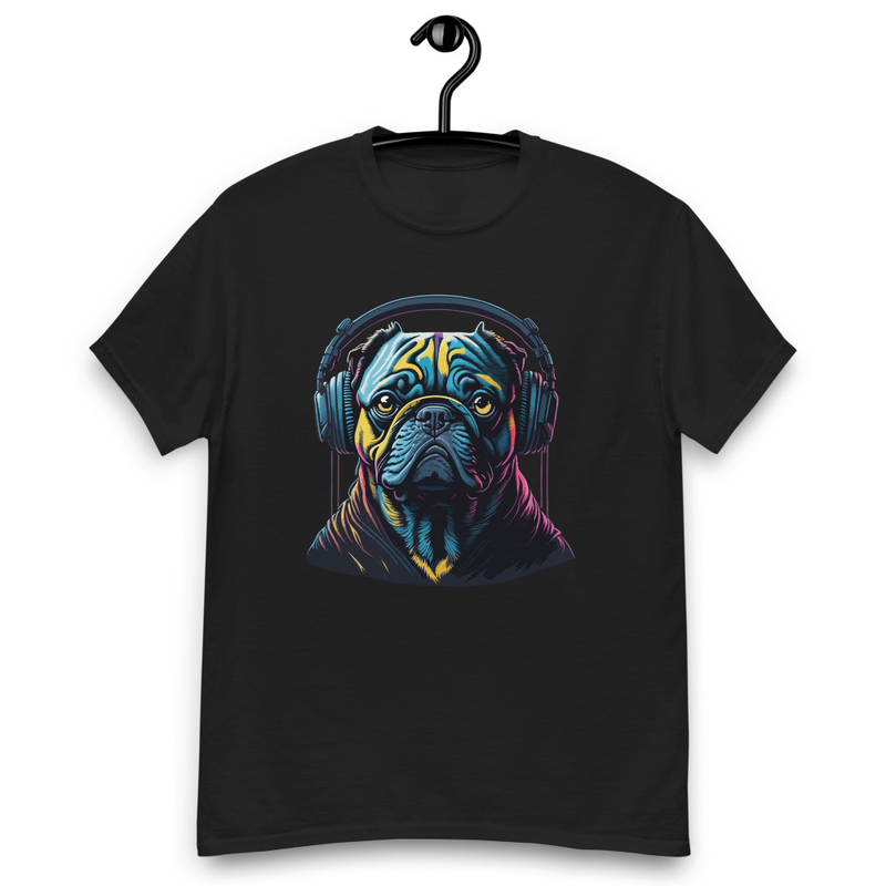 Bulldog in Headphones Men's classic tee