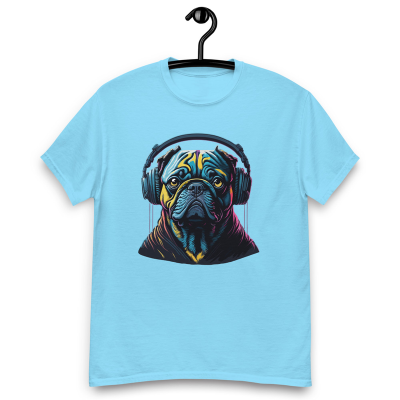 Bulldog in Headphones Men's classic tee