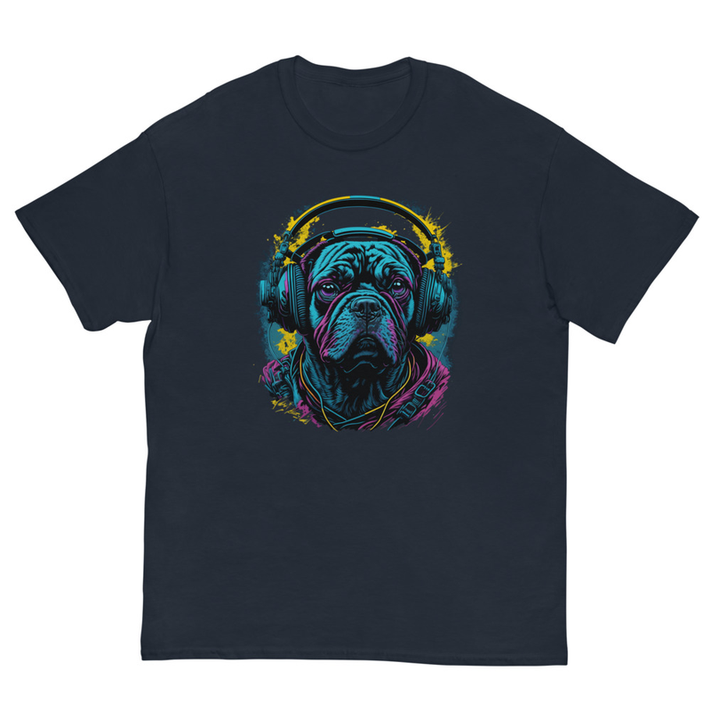 Bulldog in Headphones Men's classic tee