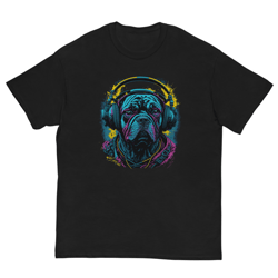 bulldog in headphones men's classic tee