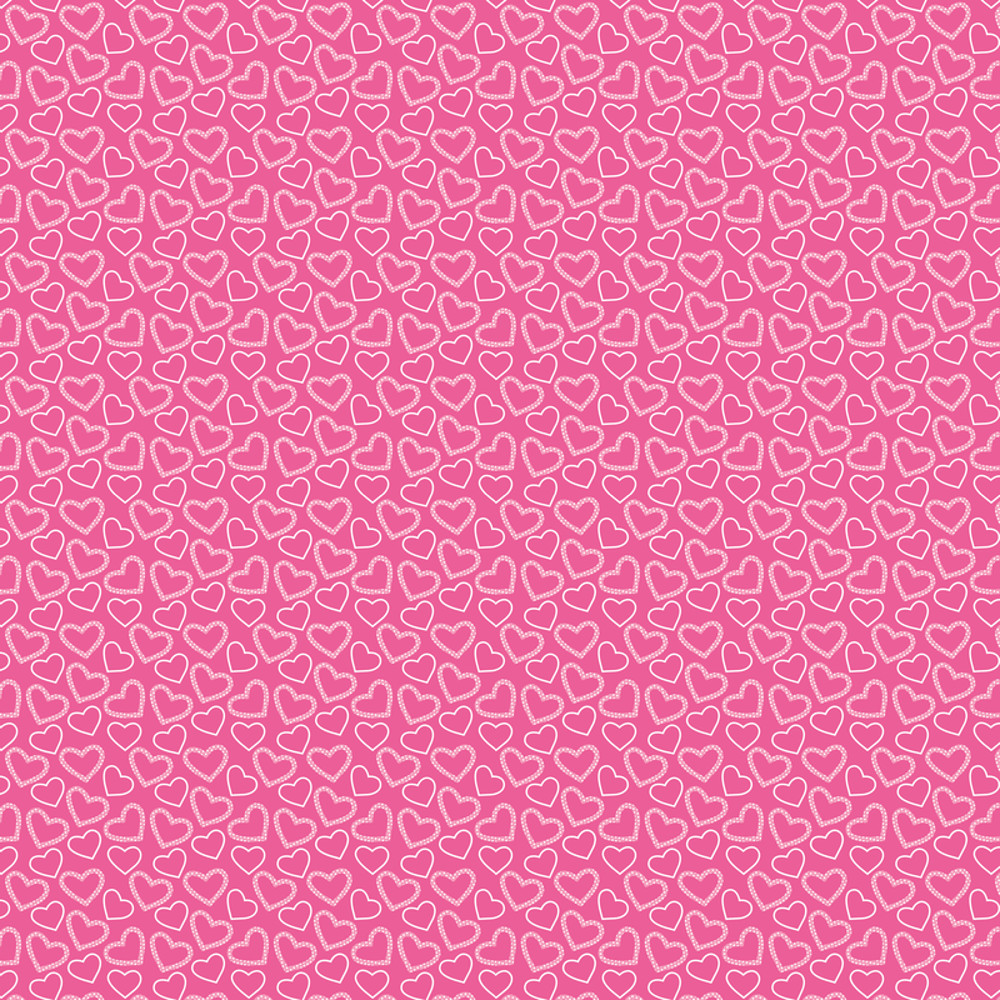 White Outline Polka Dot Hearts on the Pink Background Skater Skirt