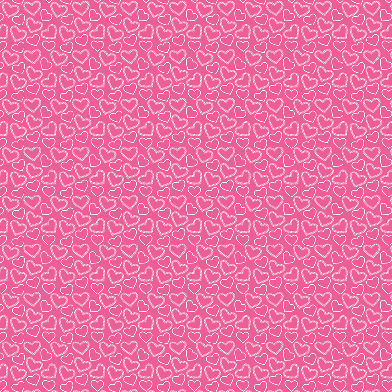 White Outline Polka Dot Hearts on the Pink Background Skater Skirt