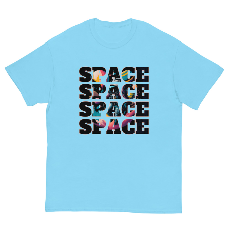 Space Inscription Astronaut With Balloons in Space Men's classic tee