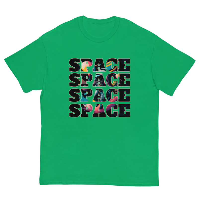 Space Inscription Astronaut With Balloons in Space Men's classic tee