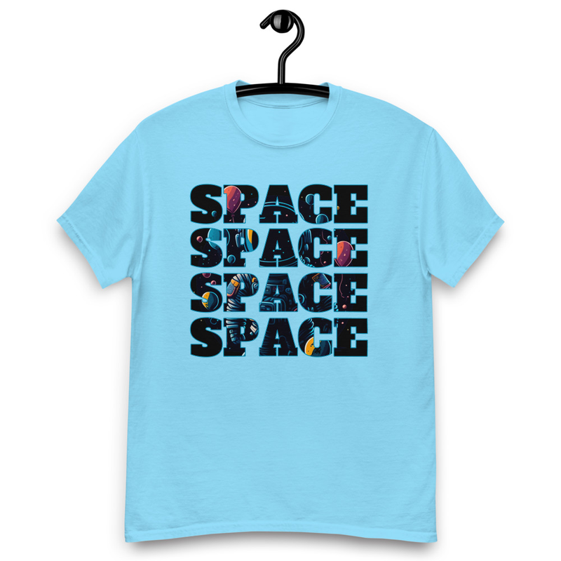 Space Inscription Astronaut With Balloons in Space Men's classic tee