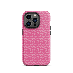 White Outline Polka Dot Hearts on the Pink Background Tough Case for iPhone®