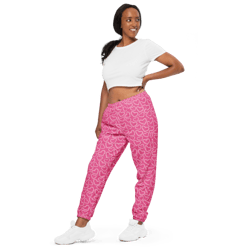 white outline polka dot hearts on the pink background unisex track pants