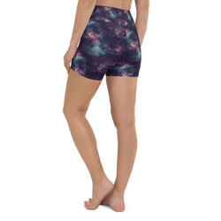 purple space galaxy cosmic stars pattern yoga shorts