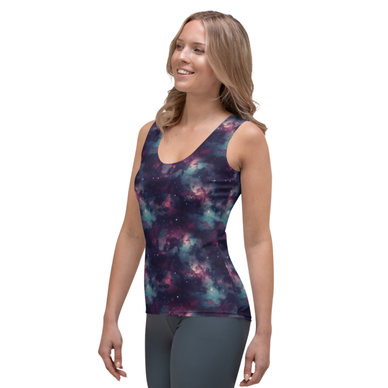 Purple Space Galaxy Cosmic Stars Pattern Sublimation Cut & Sew Tank Top