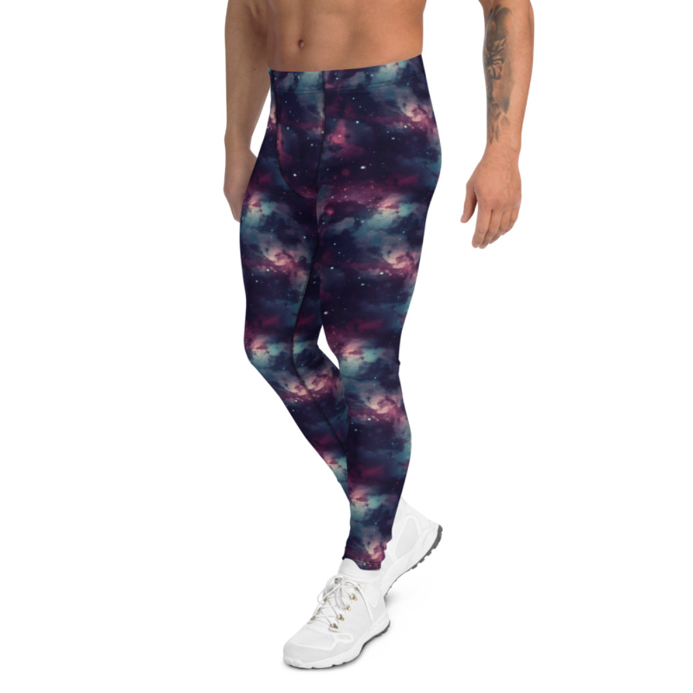 Purple Space Galaxy Cosmic Stars Pattern Men's Leggings