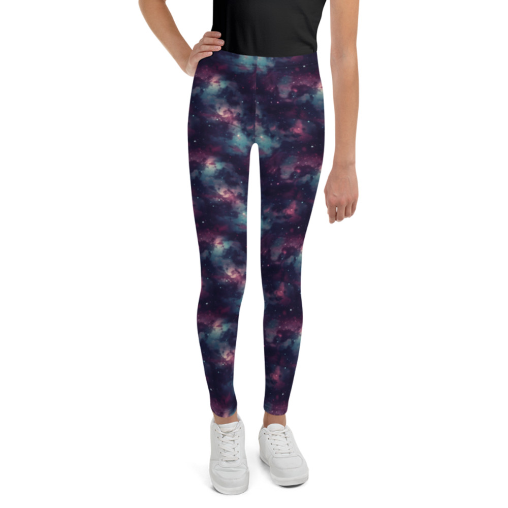 Purple Space Galaxy Cosmic Stars Pattern Youth Leggings