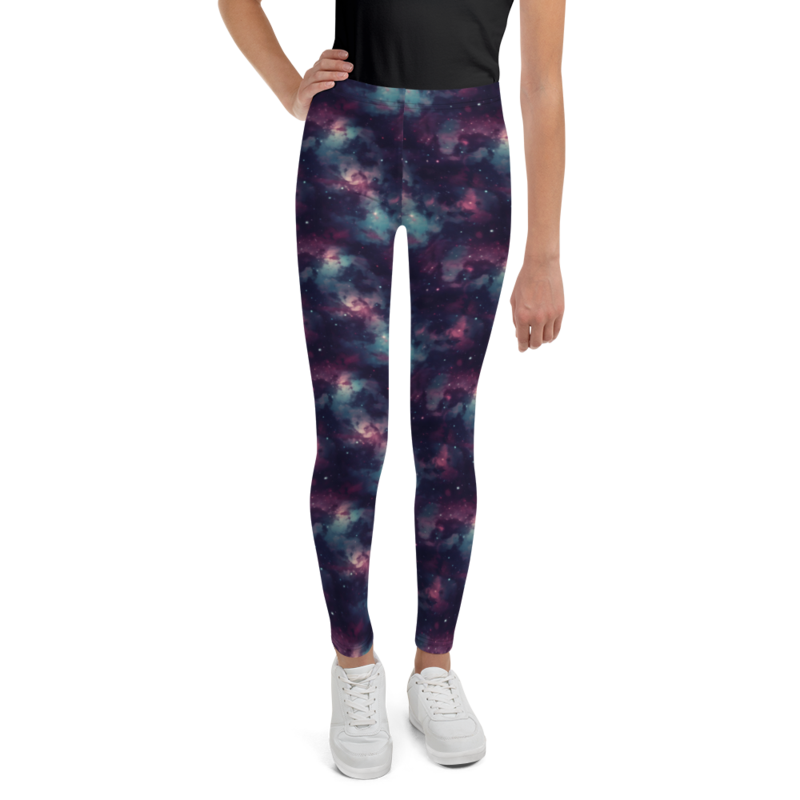Purple Space Galaxy Cosmic Stars Pattern Youth Leggings